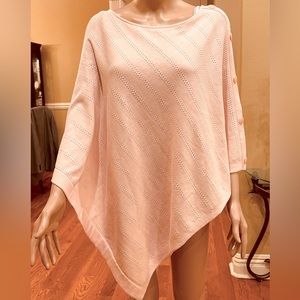 Calvin Klein pink knit poncho, very soft and comfy.side buttons, Sweater, top